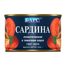БАРС Сардина в томатном соусе ГОСТ 250г ж/бБарс:24