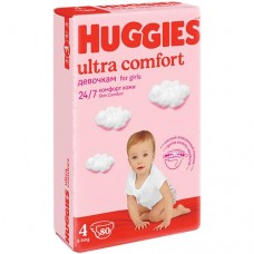 Подгузники ХАГГИС, Ультракомфорт, для девочек, 8-14 кг, 80 шт.