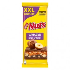 Шоколад NUTS молочный с фундуком со вкусом брауни, 180г