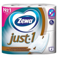 Туалетная бумага ZEWA, JUST 1, 4 слоя, 4 рулона Зева джаст ван