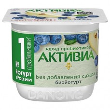 Биойогурт АКТИВИА без сахара груша-черника 2,9%, 130г