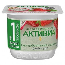 Биойогурт АКТИВИА клубника-яблоко-питахайя, 2,9%, 130г