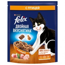 Корм для кошек FELIX® Двойная вкуснятина сухой птица, 200г