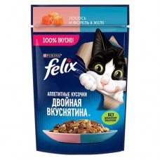 Корм для кошек FELIX® Двойная вкуснятина лосось-форель, 75г